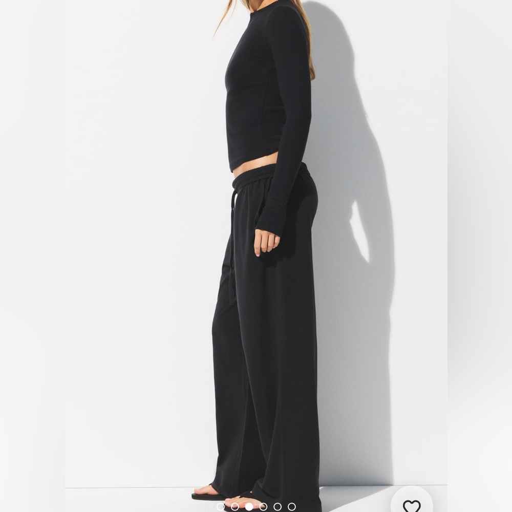 SKIMS NWT Cotton Jersey Wide Leg Pant - Soot - Picture 3 of 6